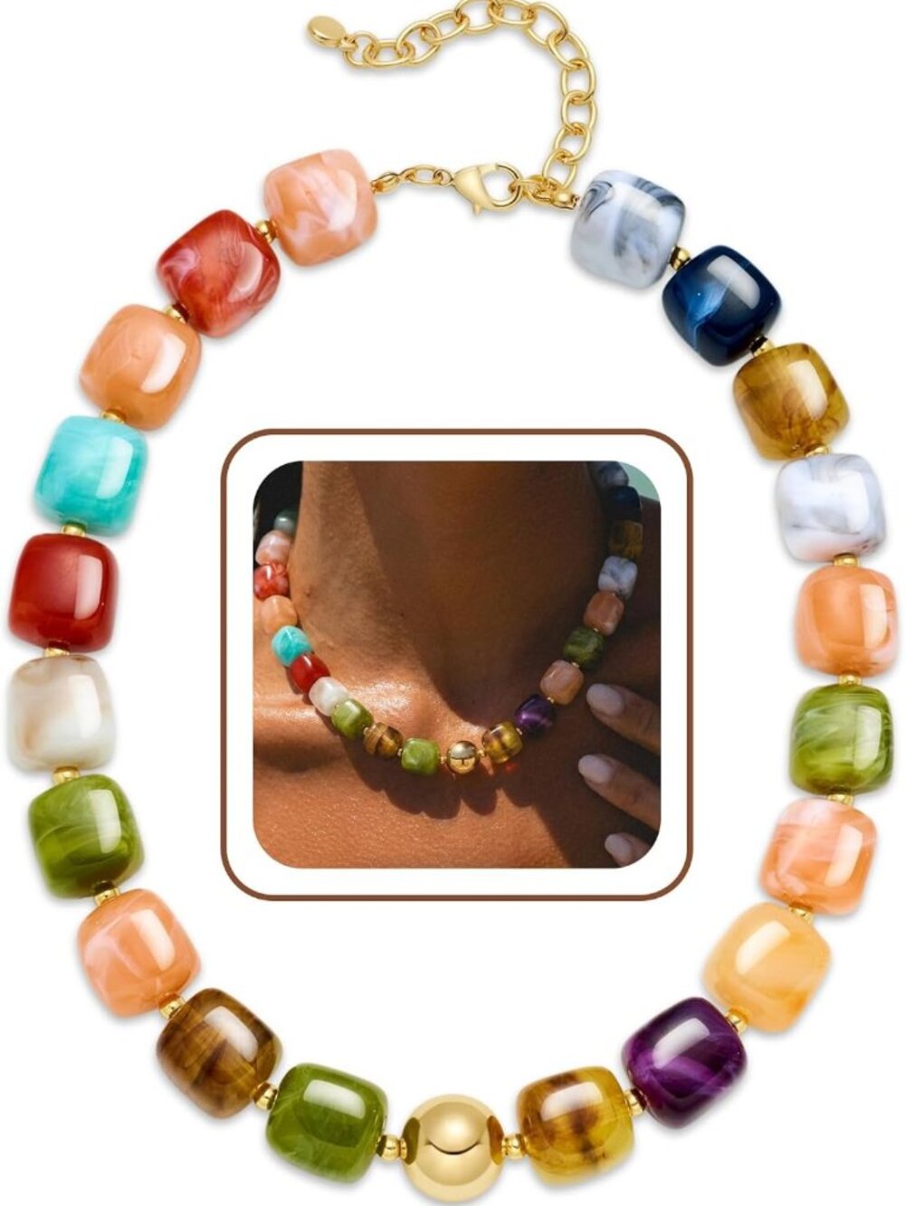 Vibrant Chunky Beaded Necklace for Women | Trendy Summer Statement Jewelry